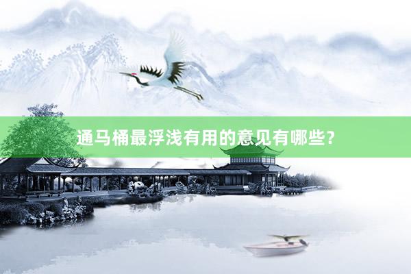 通马桶最浮浅有用的意见有哪些？